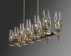 Delia Brass Chandelier Glass Lighting - Yami Lightings