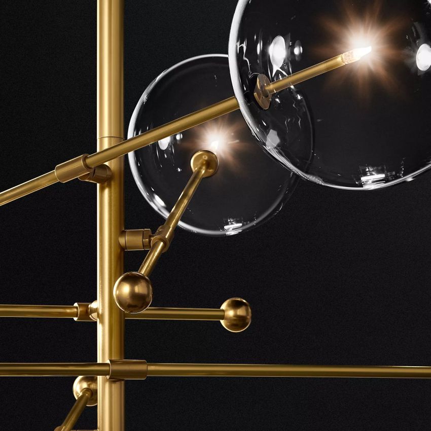 Glass Globe Mobile Six-Arm Chandelier 54" - Yami Lightings
