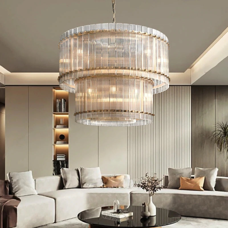 Marcia Glass TWO-TIER Round Chandelier D37" - Yami Lightings