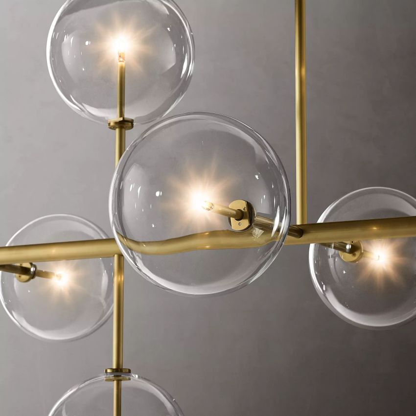 Glass Globe Moblie Linear Chandelier 72" - Yami Lightings