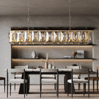 Faceted Crystal Glass Rectangular Chandelier L74" - Yami Lightings