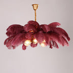Elva Art Deco Colorized Feather Chandelier Brass Palm Tree Lamp - Yami Lightings