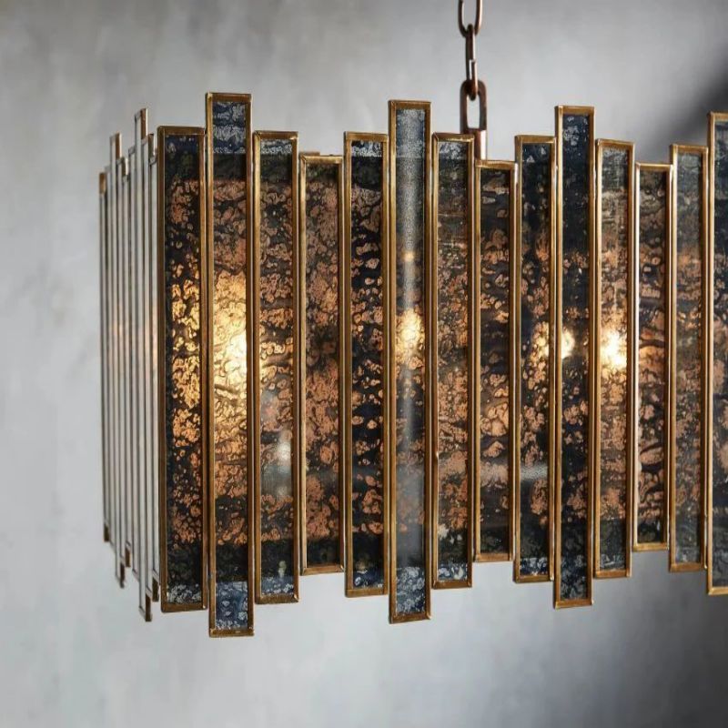 Layla Rectangular Antique Glass Chandelier 37" 49" 70"