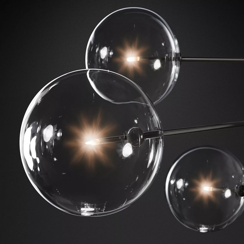 Glass Globe Mobile Eight-Arm Chandelier 79" - Yami Lightings
