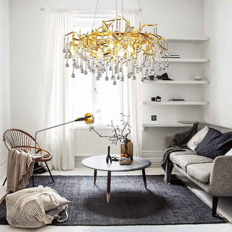 Doris Branch Gold Ring Crystal Chandelier - Yami Lightings
