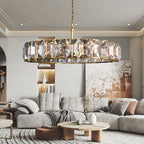 Faceted Crystal Glass Round Chandelier D60" - Yami Lightings