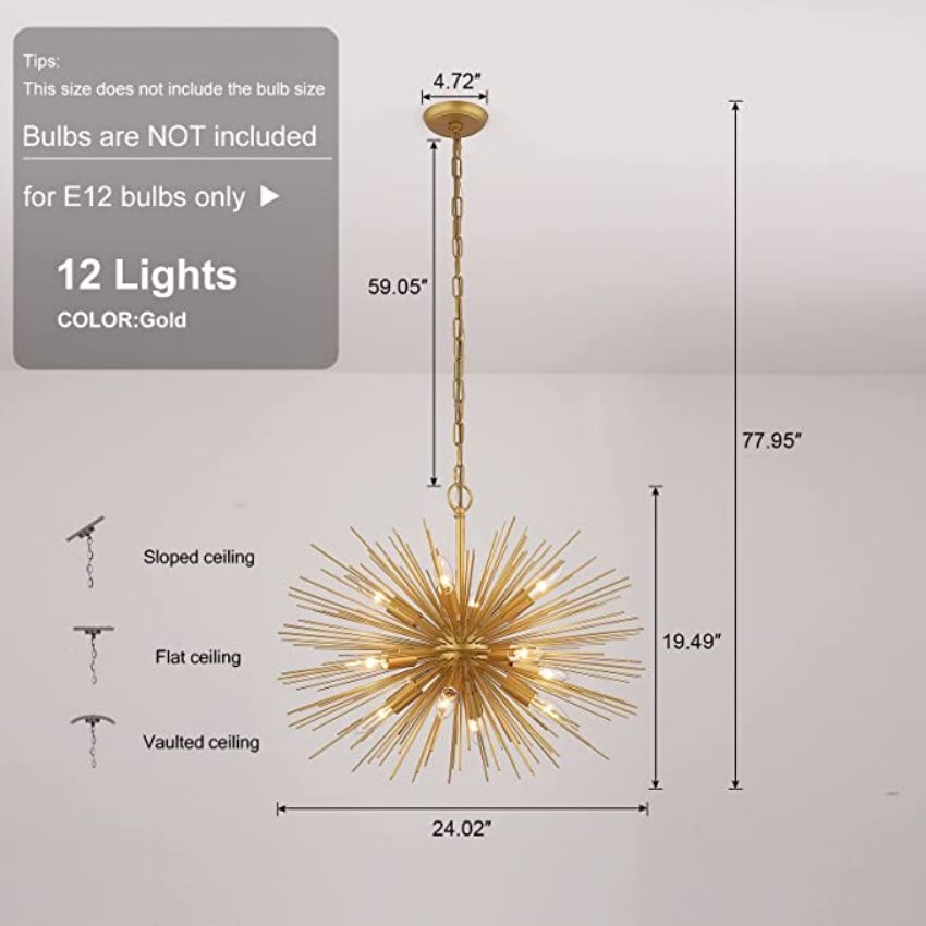 Starburst Chandelier 12-Light 24" - Yami Lightings