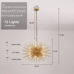 Starburst Chandelier 12-Light 24" - Yami Lightings