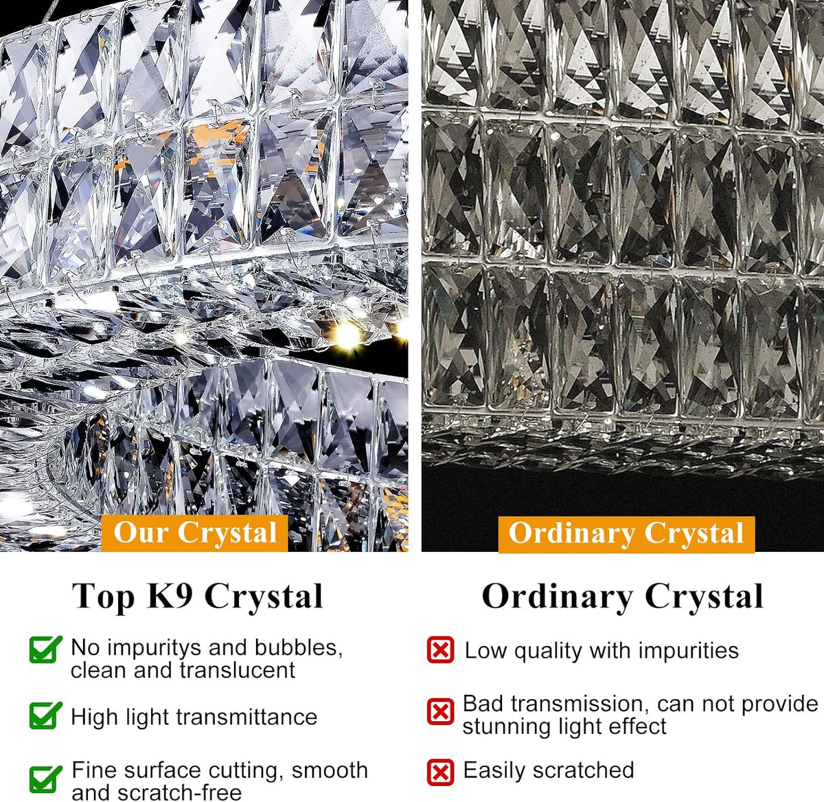 K9 Crystal Round/Rectangular Chandelier 32" 61"
