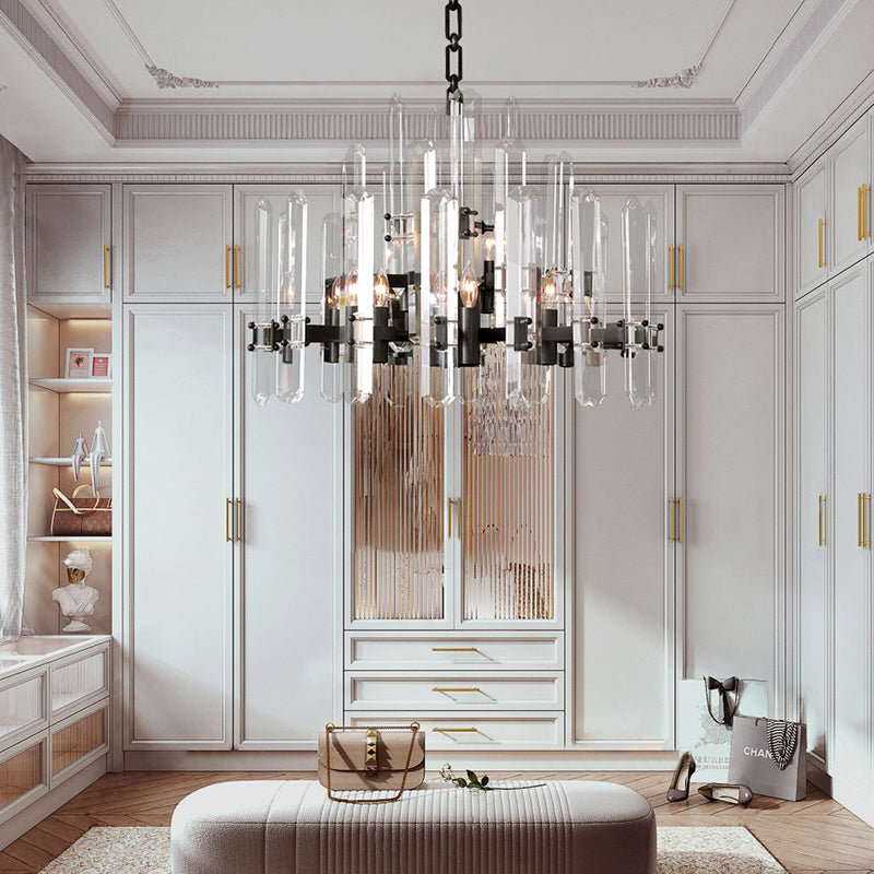 Bonnie Faceted Crystal Prisms Round Chandelier - Yami Lightings