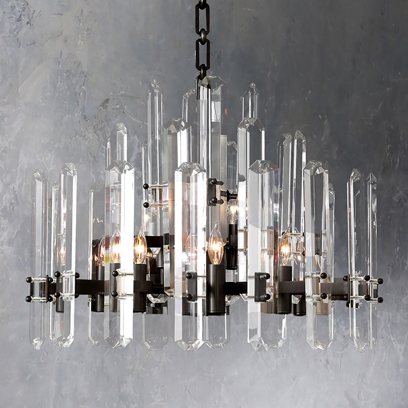 Bonnie Faceted Crystal Prisms Round Chandelier - Yami Lightings