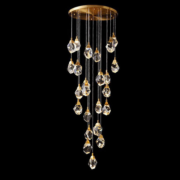 Aurelia Faceted Crystal Prisms  Staircase Loft Chandeliers - Yami Lightings