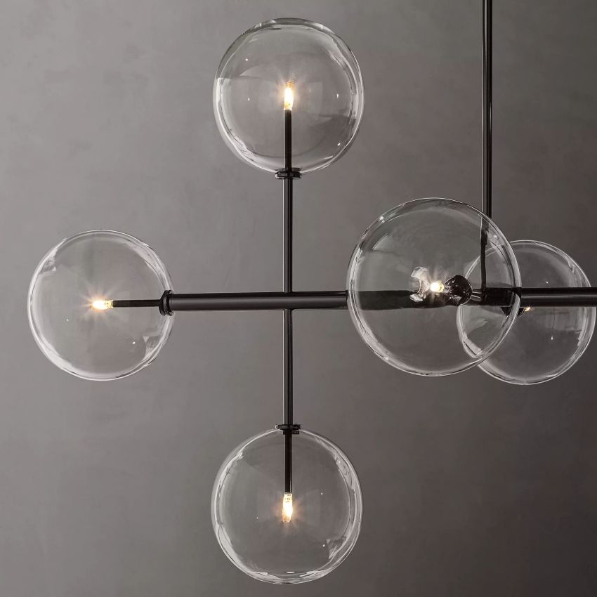 Glass Globe Moblie Linear Chandelier 72" - Yami Lightings