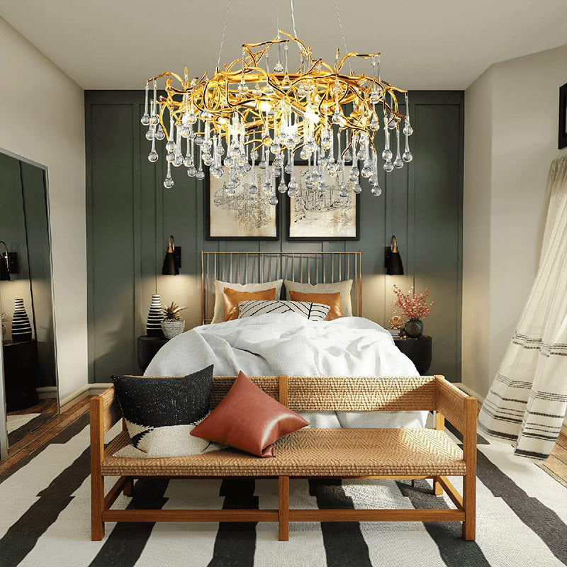 Doris Branch Gold Ring Crystal Chandelier - Yami Lightings