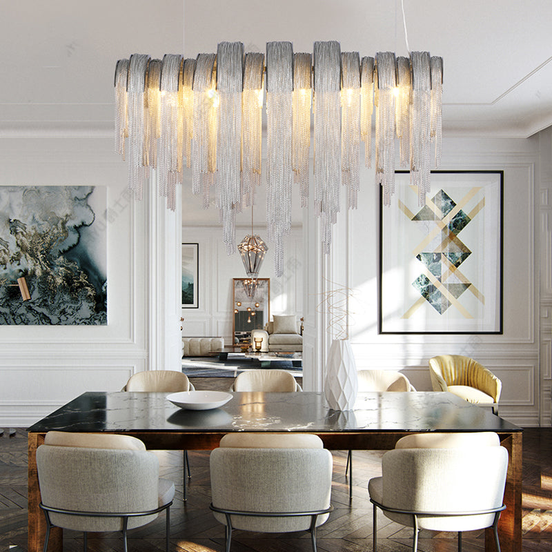 Aurora Luxury Aluminum Chain Tassel Chandelier - Yami Lightings