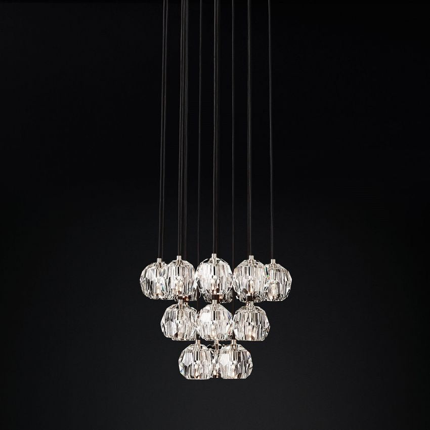 Belle De Crystal Ball Round Cluster Chandelier 19" - Yami Lightings