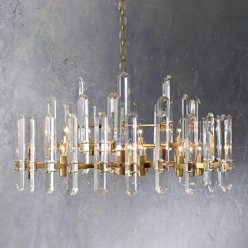 Bonnie Faceted Crystal Prisms Round Chandelier - Yami Lightings