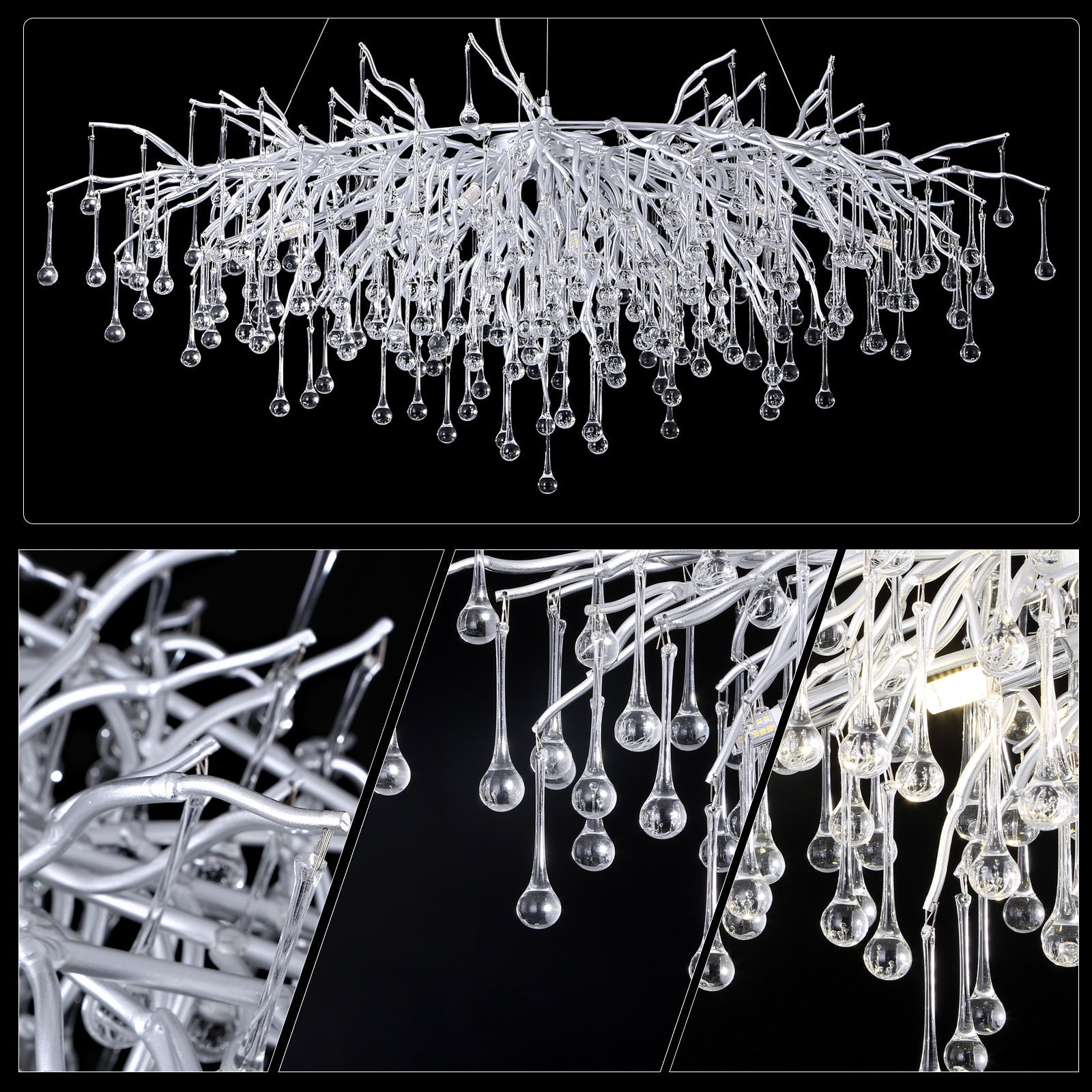 Doris Silver Branch Chandelier Light Fixture - Yami Lightings