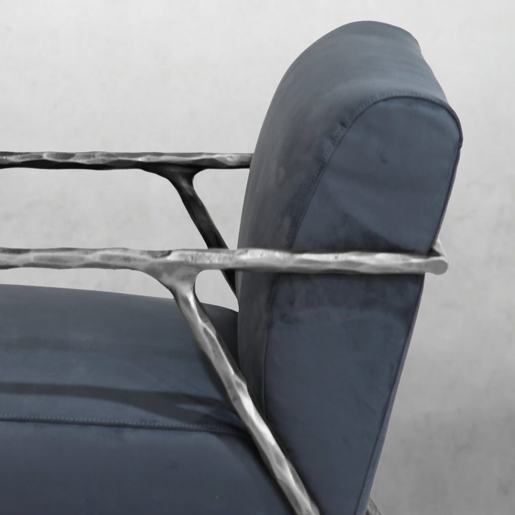Thaddeus Retro Silver Iron Frame Track Armchair
