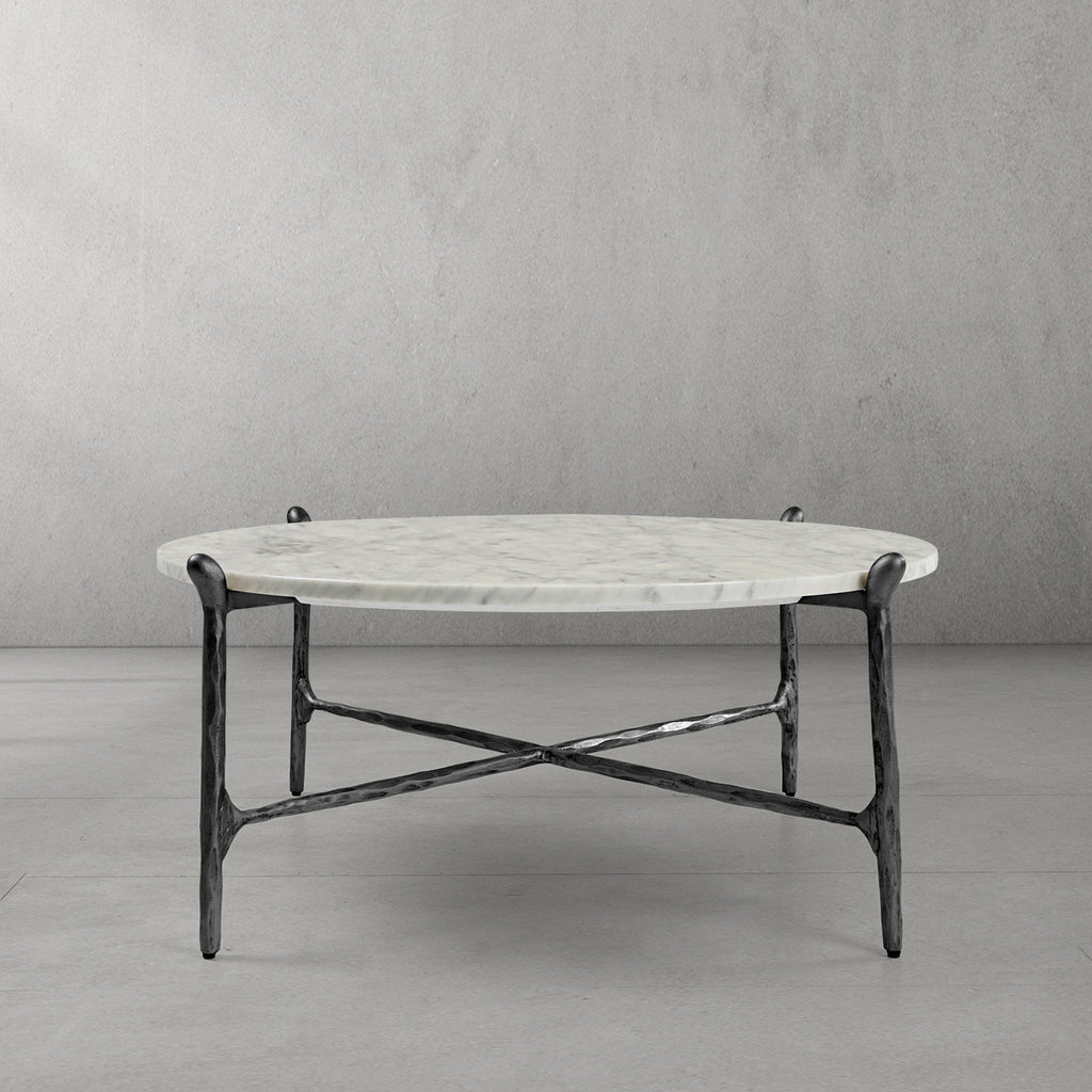 Thaddeus Round  Horn Marble Coffee Table & Side Table