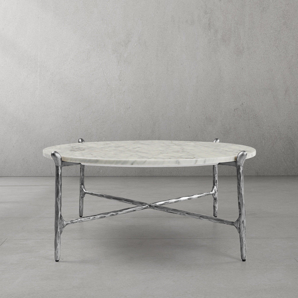 Thaddeus Round  Horn Marble Coffee Table & Side Table
