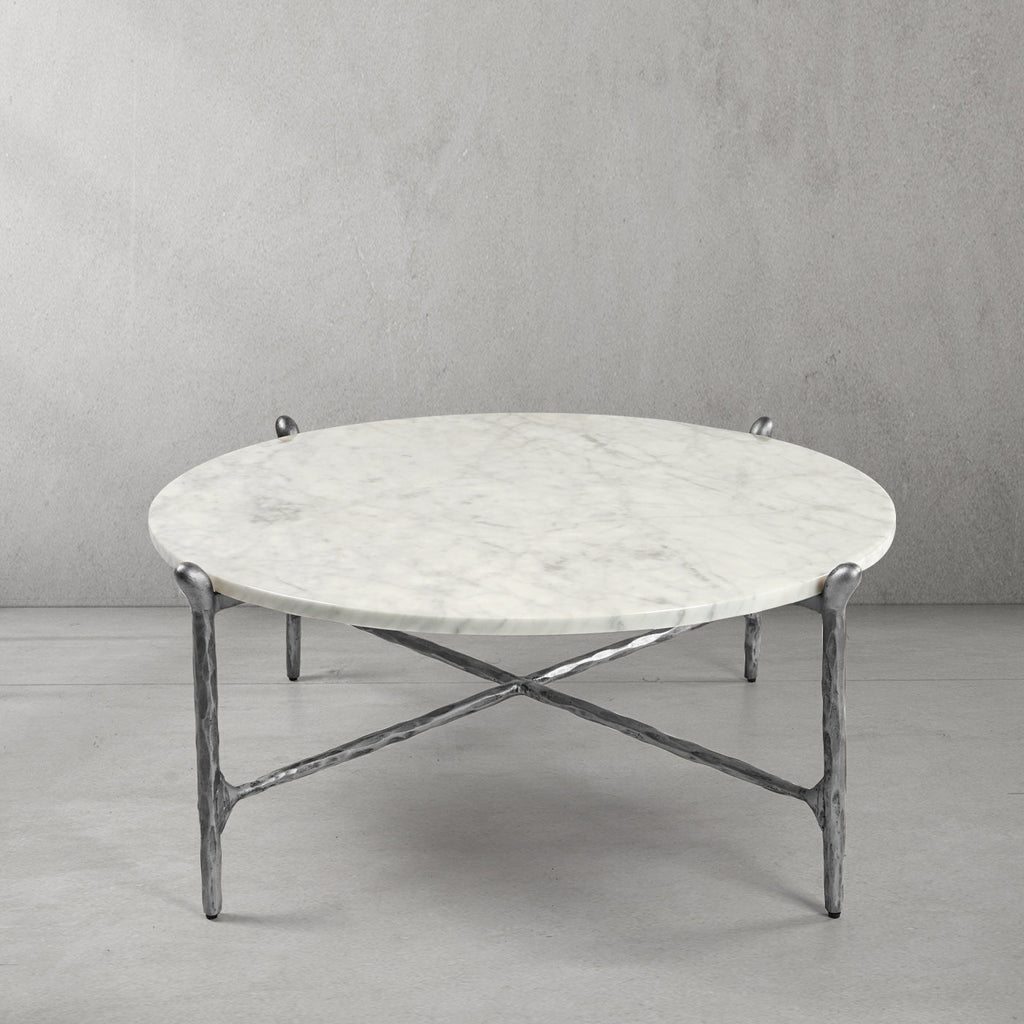 Thaddeus Round  Horn Marble Coffee Table & Side Table