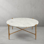 Thaddeus Round  Horn Marble Coffee Table & Side Table