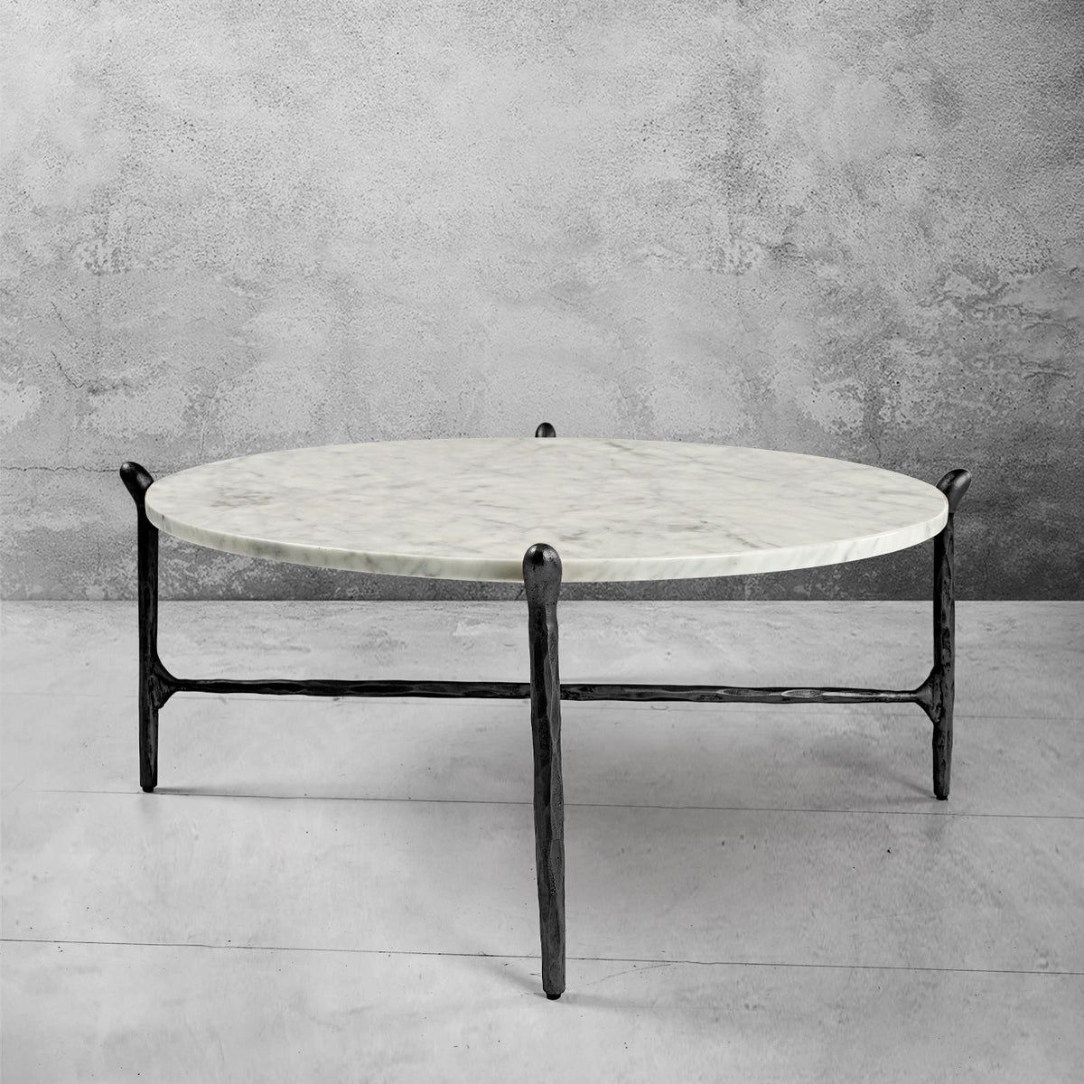 Thaddeus Round  Horn Marble Coffee Table & Side Table