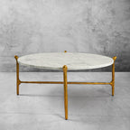 Thaddeus Round  Horn Marble Coffee Table & Side Table