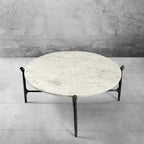 Thaddeus Round  Horn Marble Coffee Table & Side Table