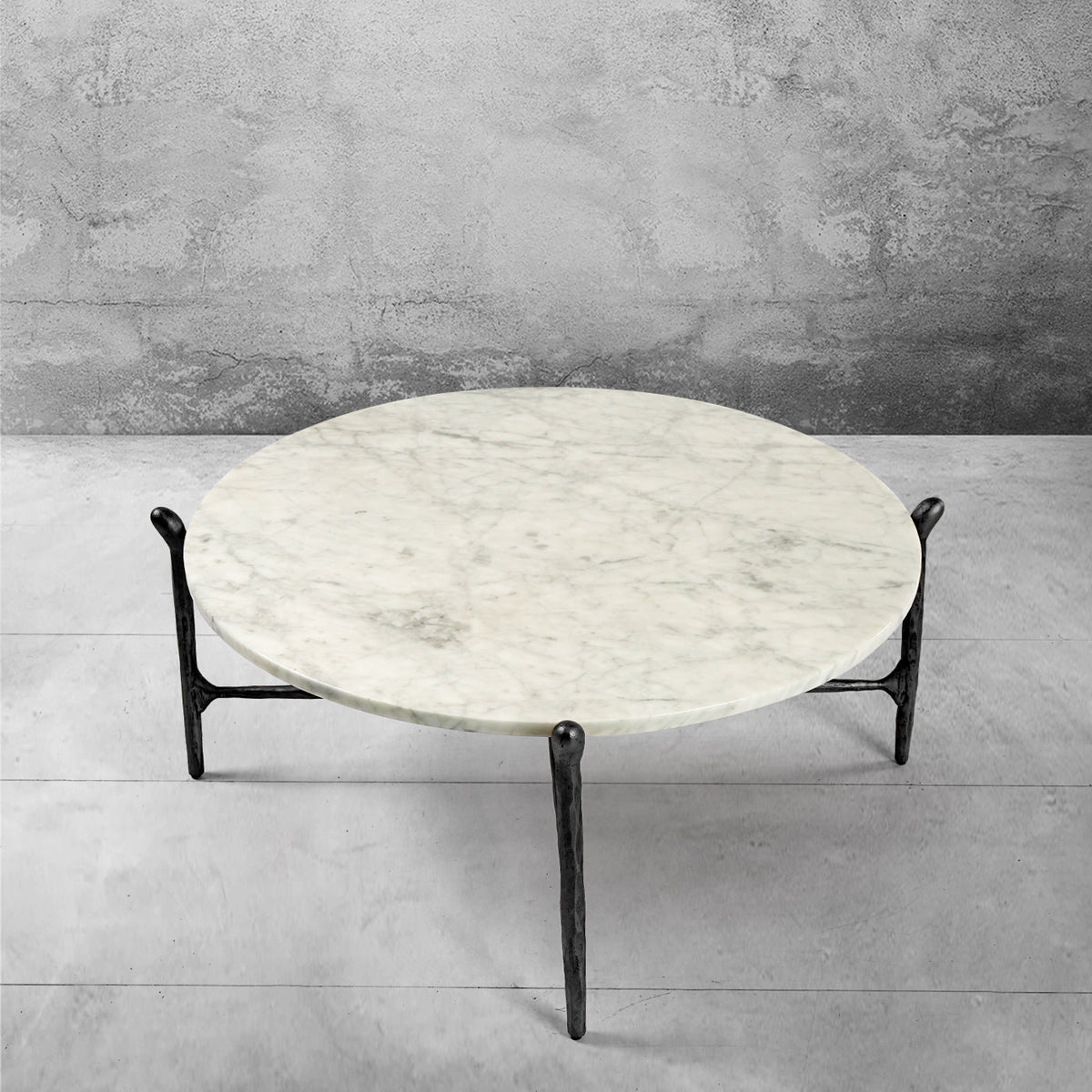 Thaddeus Round  Horn Marble Coffee Table & Side Table