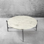 Thaddeus Round  Horn Marble Coffee Table & Side Table