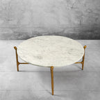 Thaddeus Round  Horn Marble Coffee Table & Side Table
