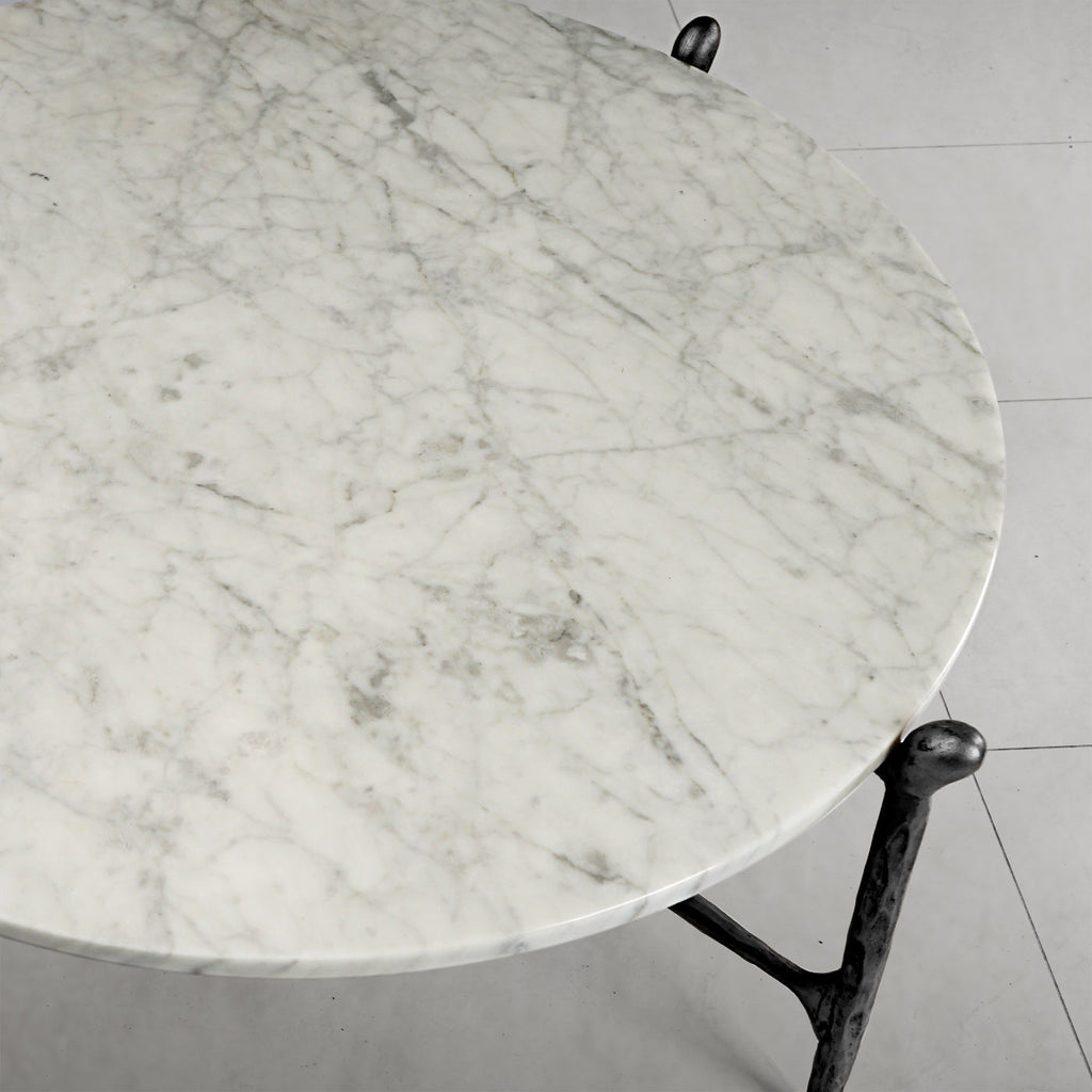 Thaddeus Round  Horn Marble Coffee Table & Side Table