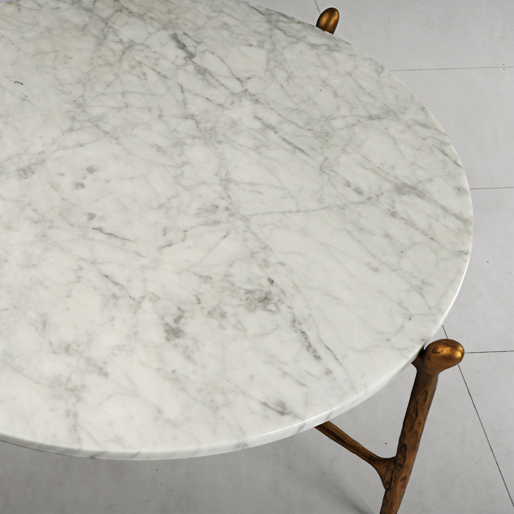 Thaddeus Round  Horn Marble Coffee Table & Side Table