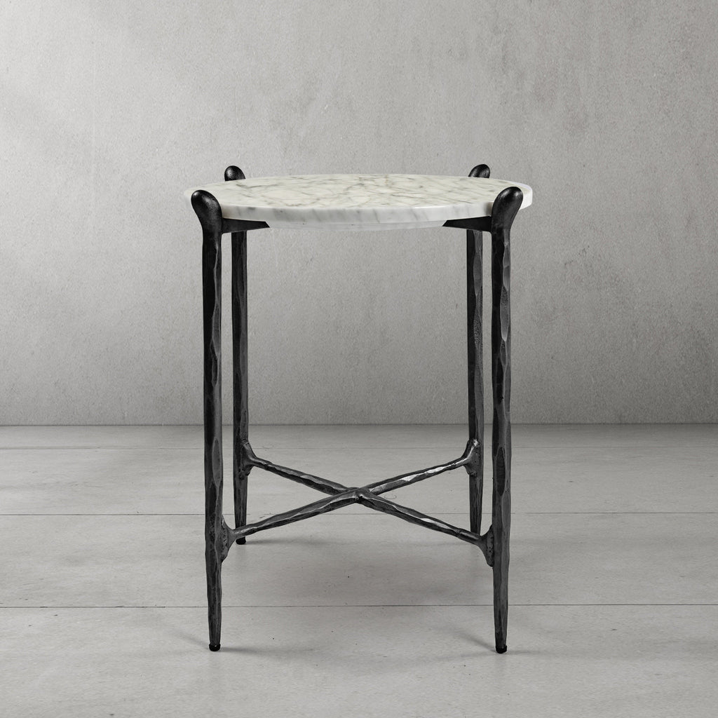 Thaddeus Round  Horn Marble Coffee Table & Side Table