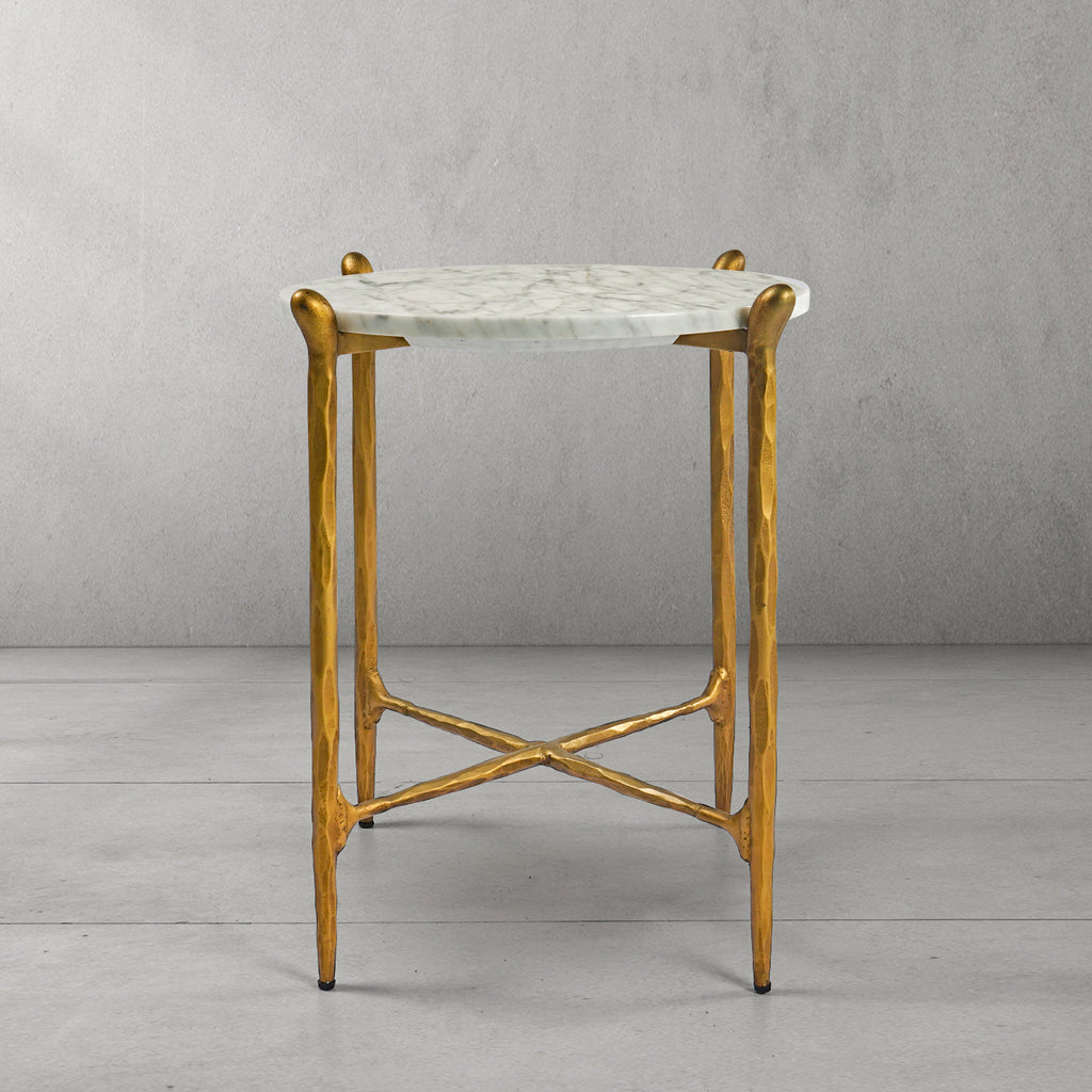 Thaddeus Round  Horn Marble Coffee Table & Side Table