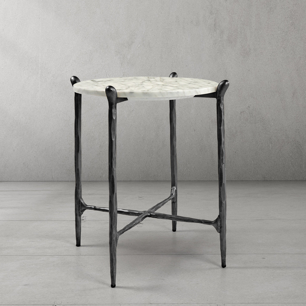 Thaddeus Round  Horn Marble Coffee Table & Side Table