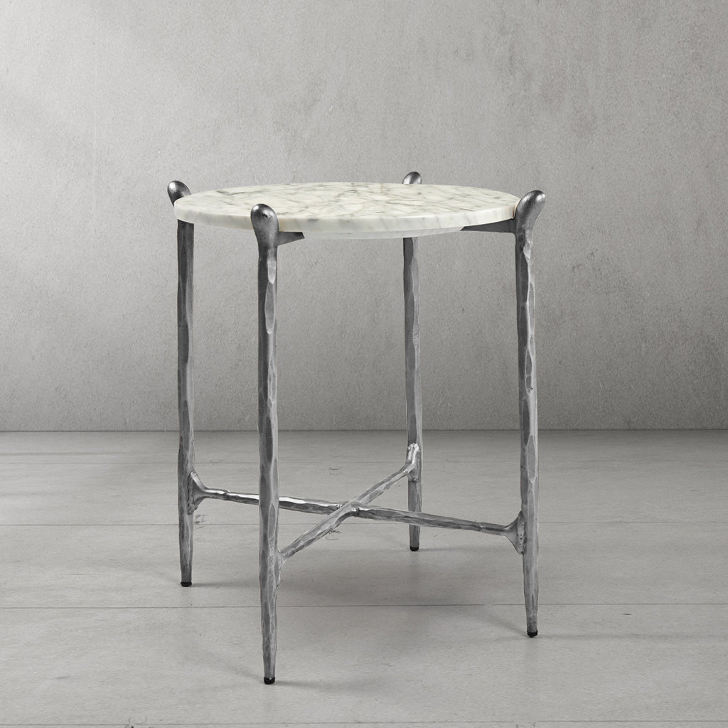 Thaddeus Round  Horn Marble Coffee Table & Side Table