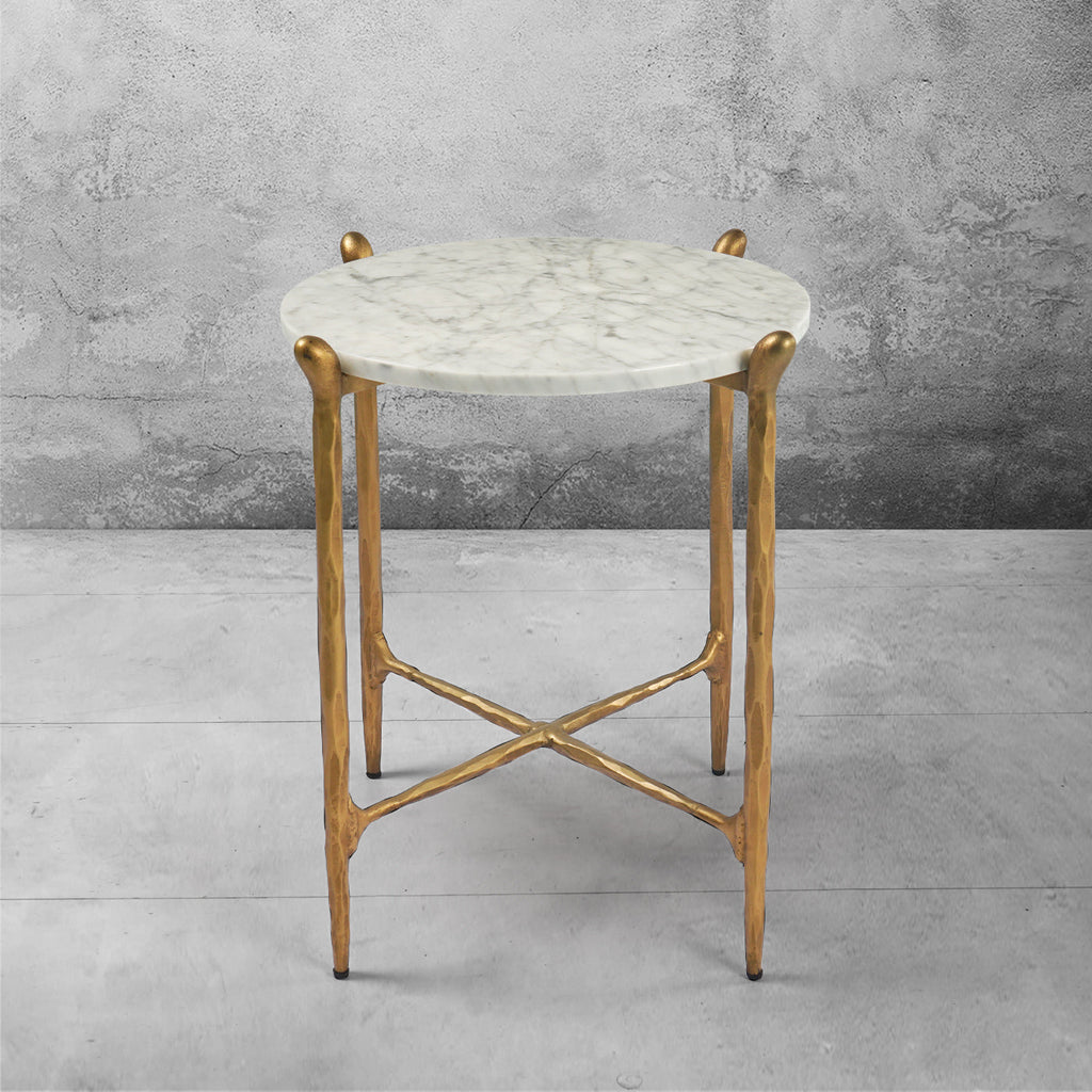 Thaddeus Round  Horn Marble Coffee Table & Side Table