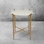 Thaddeus Round  Horn Marble Coffee Table & Side Table