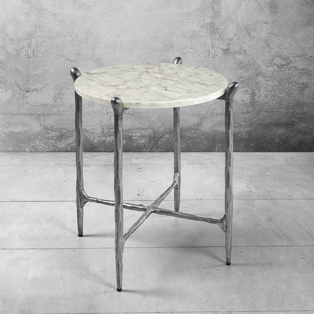Thaddeus Round  Horn Marble Coffee Table & Side Table