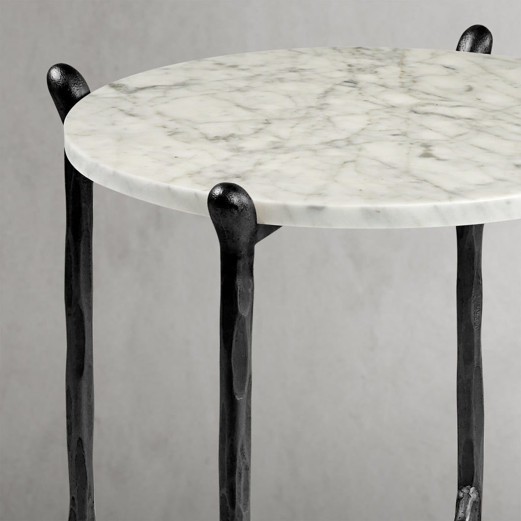 Thaddeus Round  Horn Marble Coffee Table & Side Table