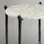 Thaddeus Round  Horn Marble Coffee Table & Side Table