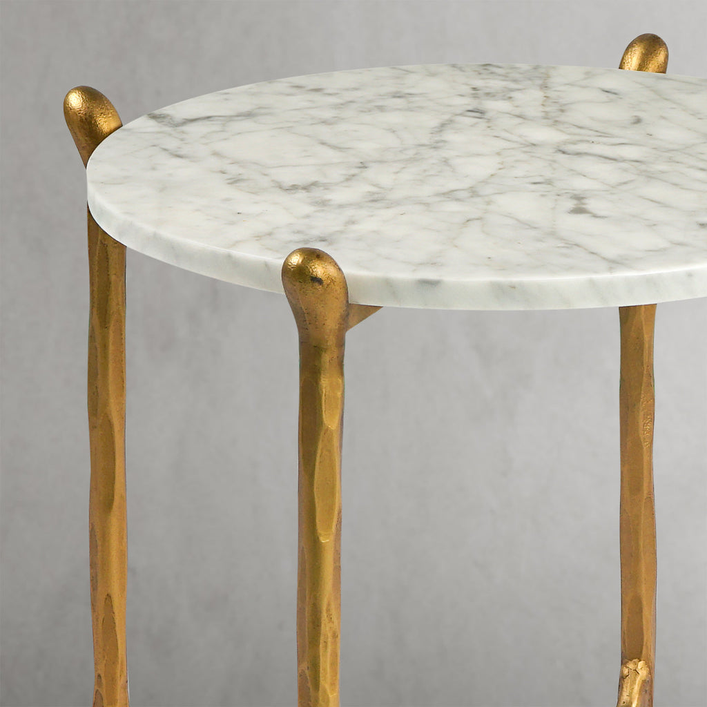 Thaddeus Round  Horn Marble Coffee Table & Side Table