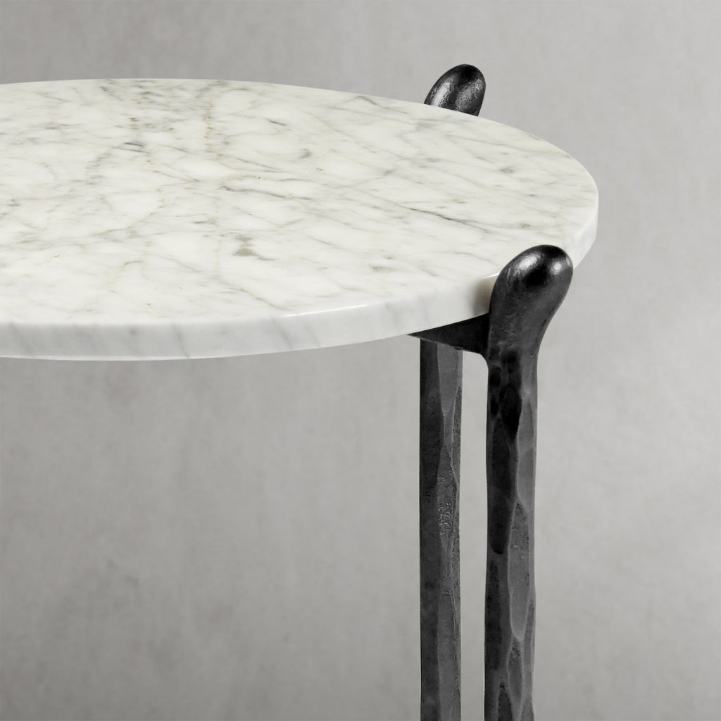 Thaddeus Round  Horn Marble Coffee Table & Side Table