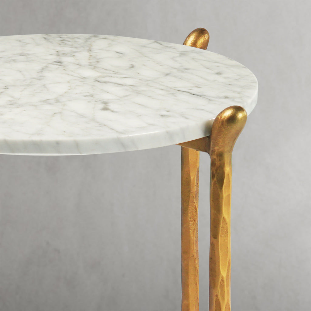 Thaddeus Round  Horn Marble Coffee Table & Side Table