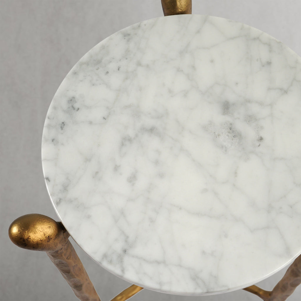 Thaddeus Round  Horn Marble Coffee Table & Side Table