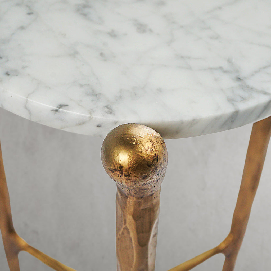 Thaddeus Round  Horn Marble Coffee Table & Side Table
