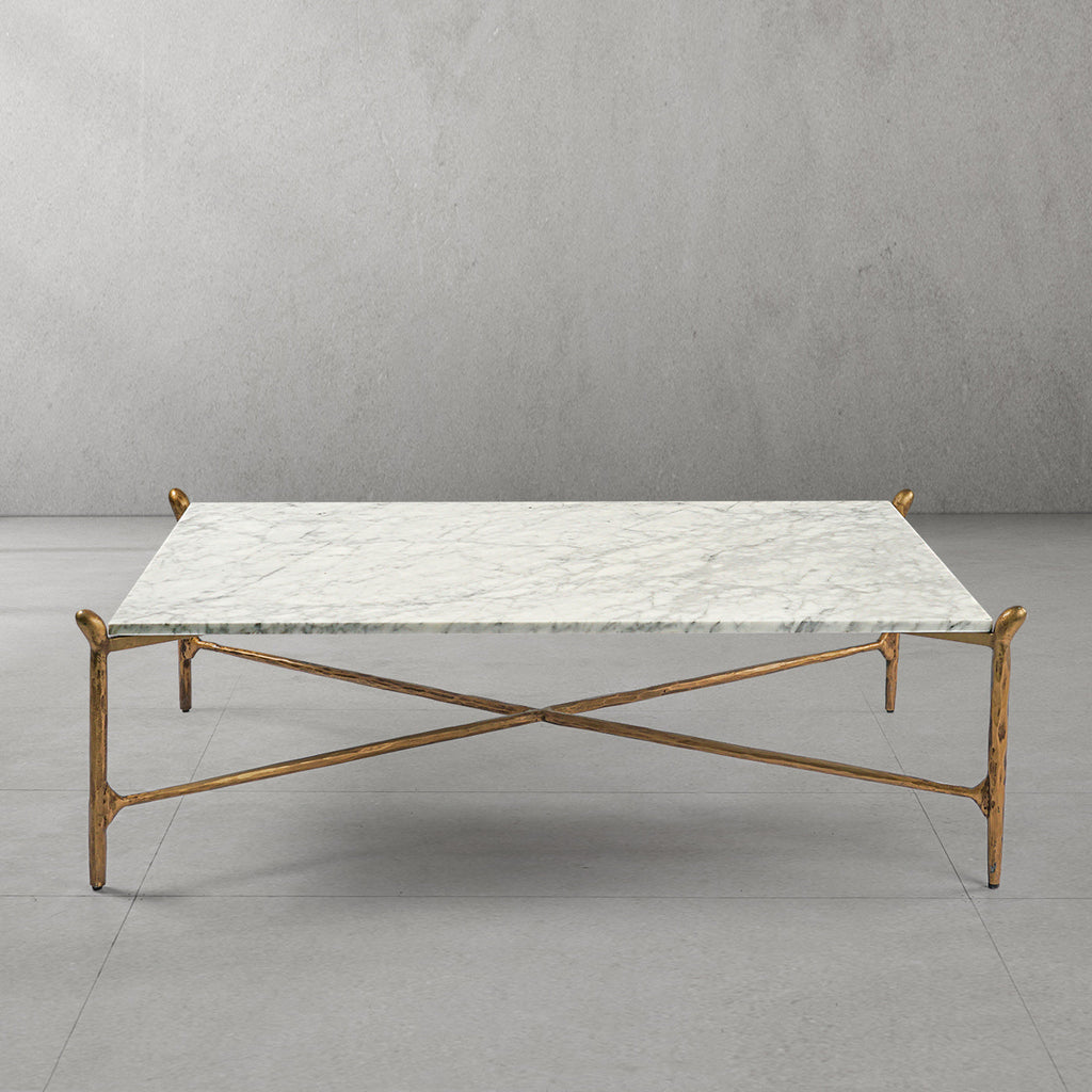 Thaddeus Square Horn Marble Coffee Table 39" 50"